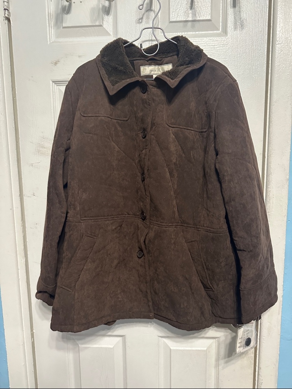 Madison Brown Teddy-Lined Faux Suede Jacket